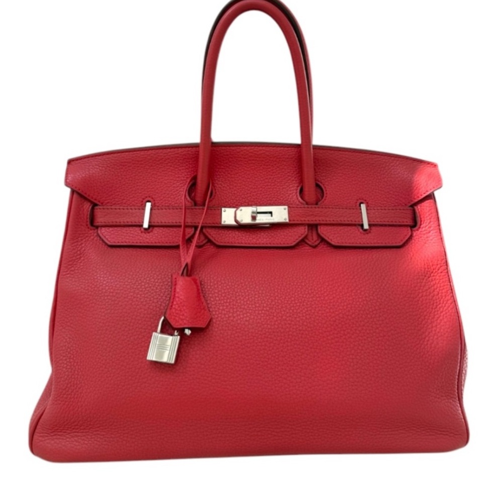 Authentic Hermes Birkin 35 Rouge Red Togo with Palladium Hardware #2 ADD’L VIDEO